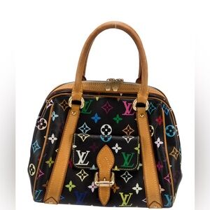 Louis Vuitton Authentic Black Multicolor Satchel